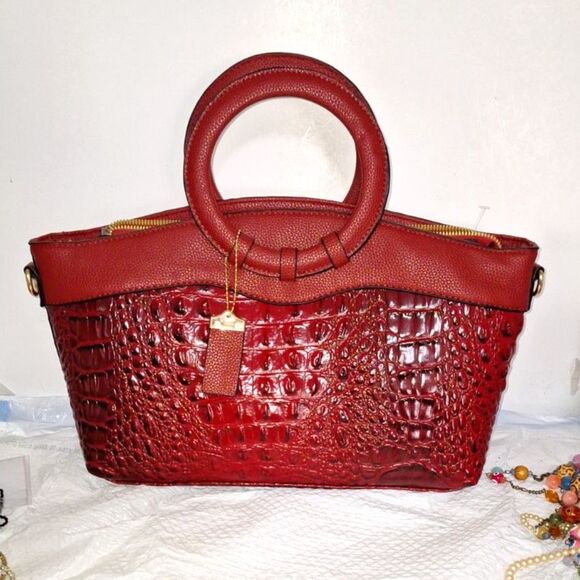 A Women's Faux Alligator Handbag Crossbody Purse Office Siren Professional - Picture 1 of 10